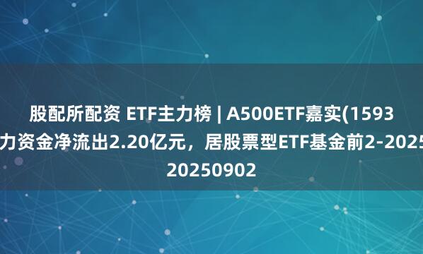 股配所配资 ETF主力榜 | A500ETF嘉实(159351)主力资金净流出2.20亿元，居股票型ETF基金前2-20250902